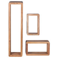 SET STENSKIH REGALOV - barve akacije, Konvencionalno, les (80/20/15cm) - MID.YOU