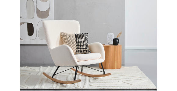 SCHAUKELSTUHL in Teddystoff Creme - Creme/Naturfarben, LIFESTYLE, Holz/Textil (71/94/91cm) - Novel