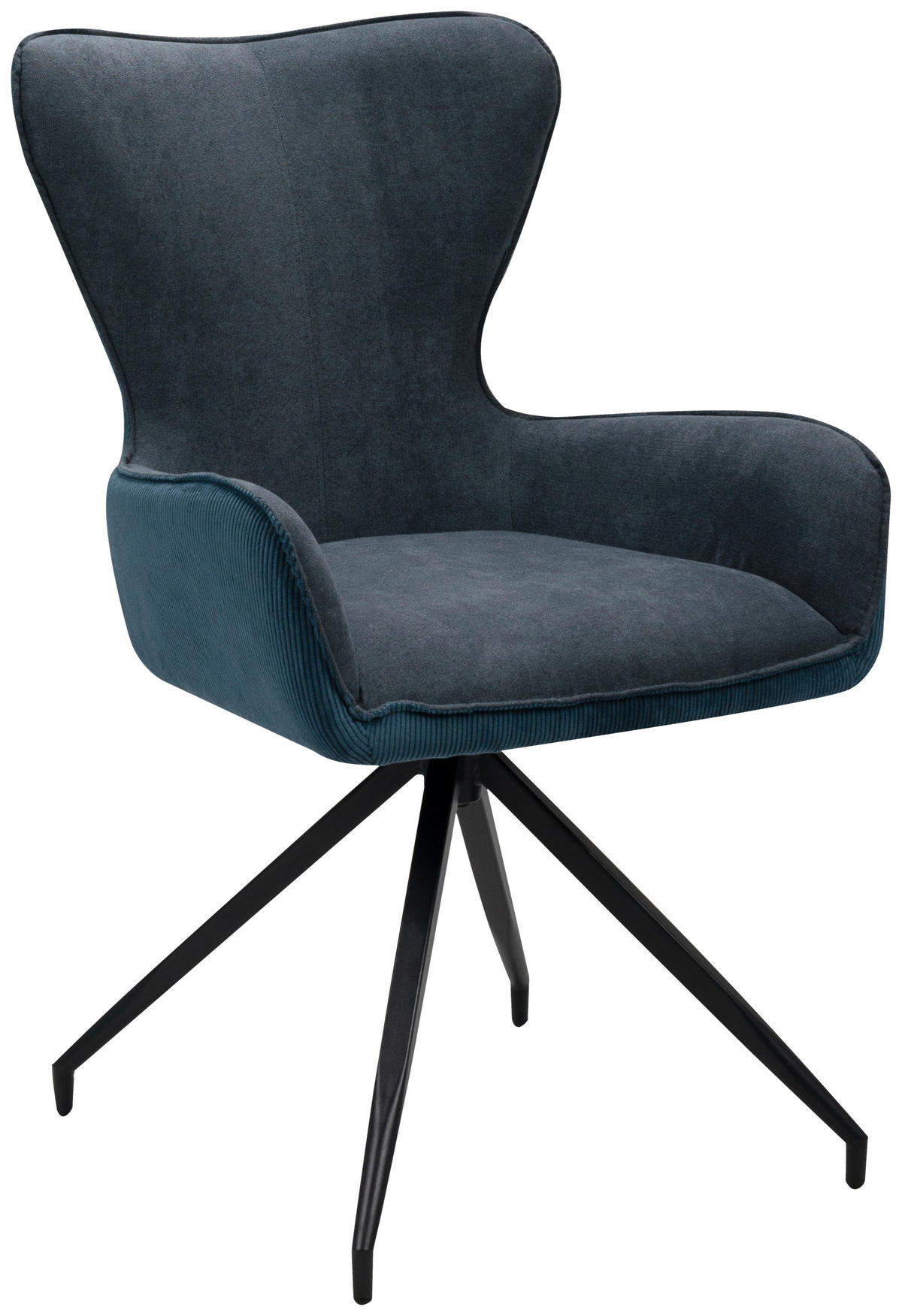 STUHL  Sitzfläche 360° drehbar Cord  - Dunkelgrau/Schwarz, MODERN, Textil/Metall (57/93/64cm) - MID.YOU