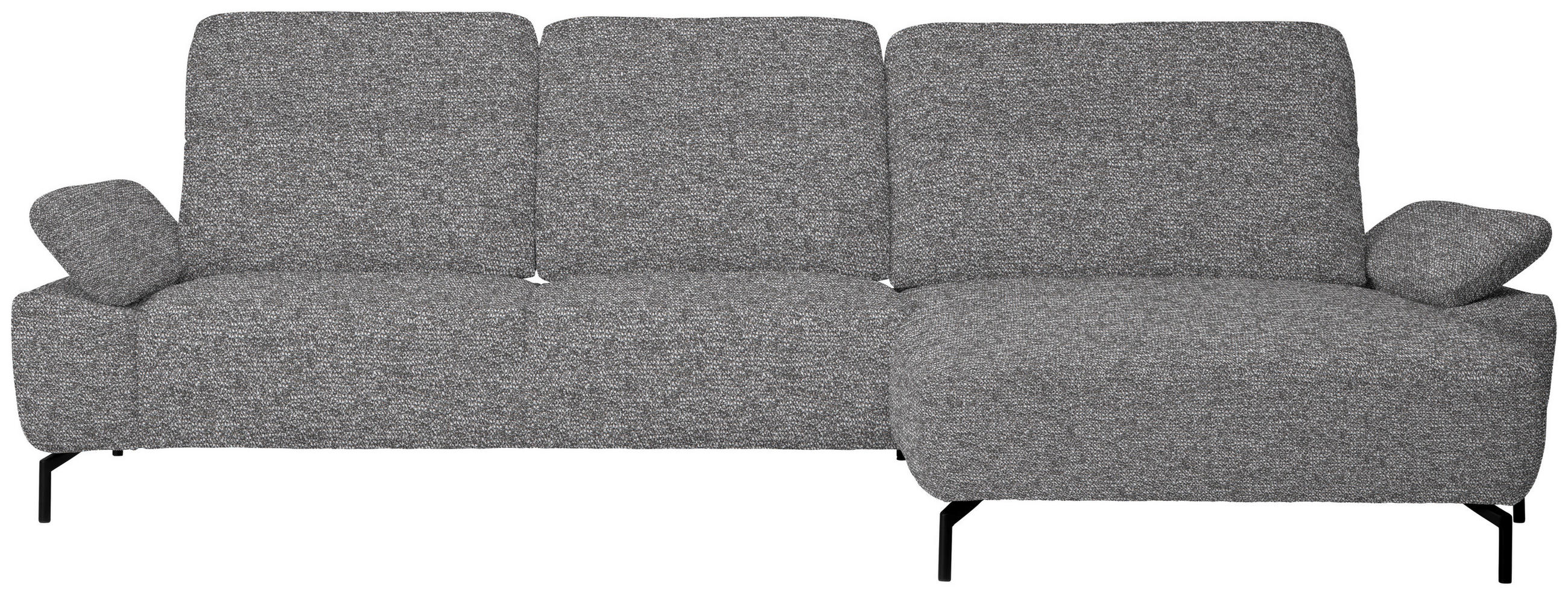 ECKSOFA  in Chenille, Flachgewebe Grau  318/165 cm  - Schwarz/Grau, Design, Textil/Metall (318/165cm) - Xora
