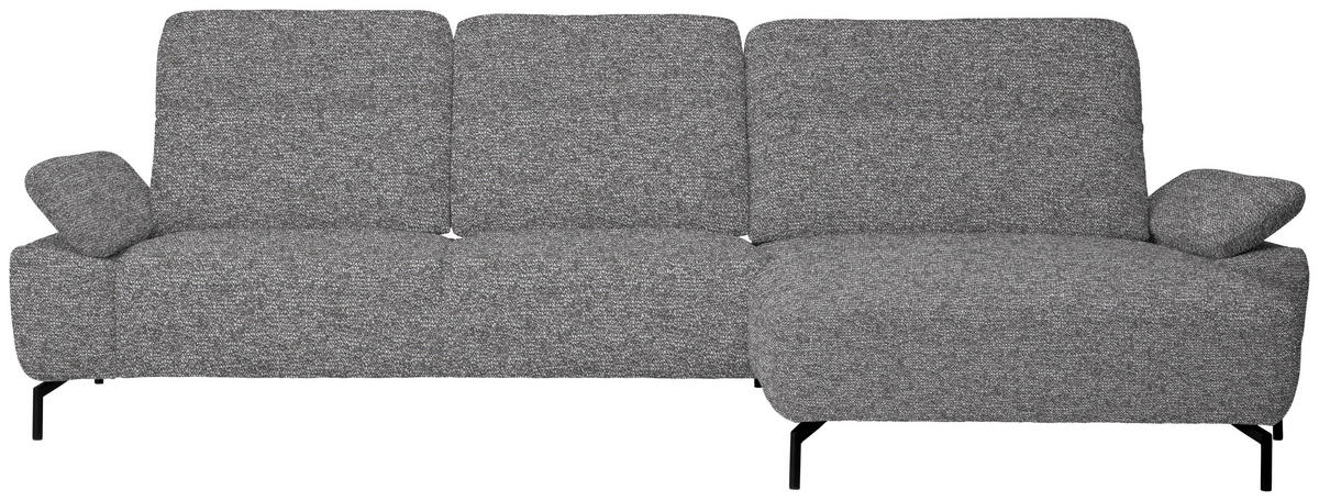 ECKSOFA  in Chenille, Flachgewebe Grau  318/165 cm  - Schwarz/Grau, Design, Textil/Metall (318/165cm) - Xora