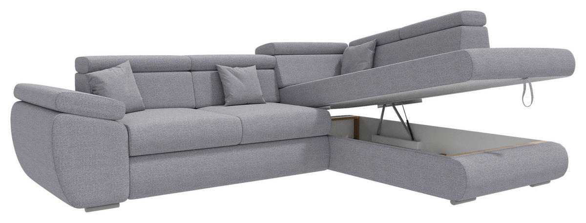 ECKSOFA Dunkelgrau Struktur  - Chromfarben/Dunkelgrau, KONVENTIONELL, Kunststoff/Textil (282/205cm) - Carryhome