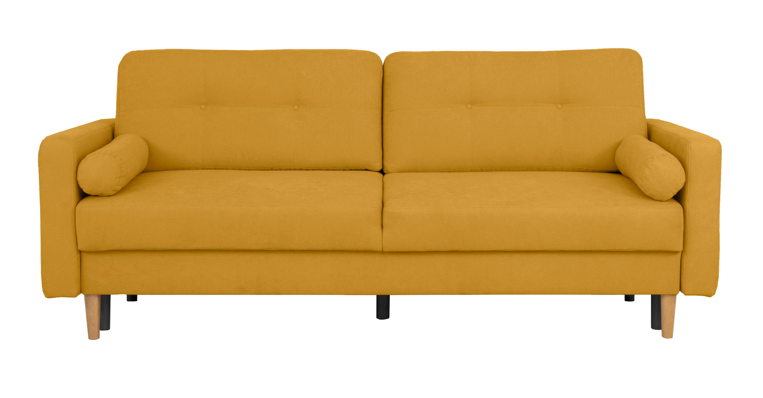 SCHLAFSOFA in Gelb  - Gelb/Buchefarben, Design, Holz/Textil (222/93/99cm) - MID.YOU