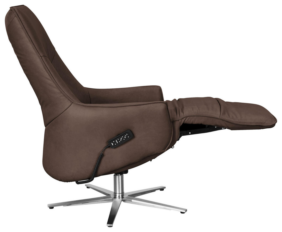 RELAXSESSEL in Leder Dunkelbraun  - Edelstahlfarben/Dunkelbraun, Design, Leder/Metall (70/120/88cm) - Himolla Komfortklass