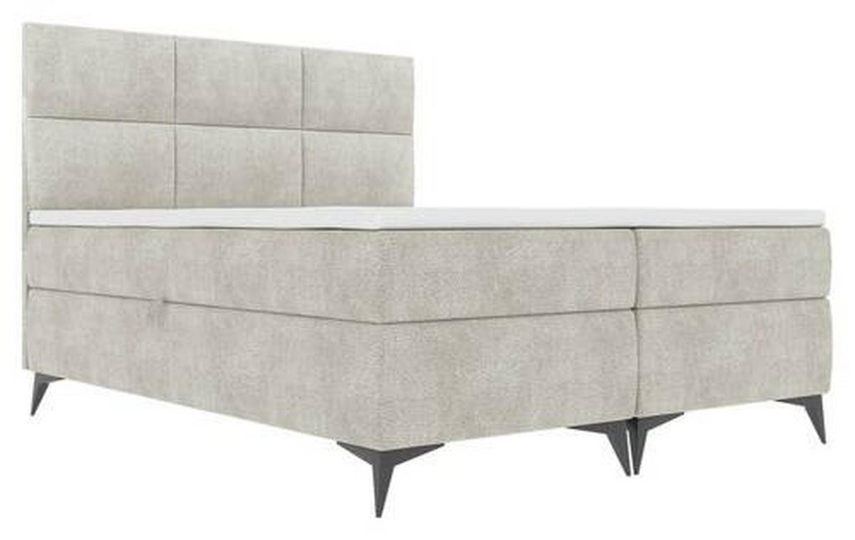 BOXBETT 160/200 cm  in Hellgrau  - Hellgrau/Schwarz, Konventionell, Textil/Metall (160/200cm) - Carryhome