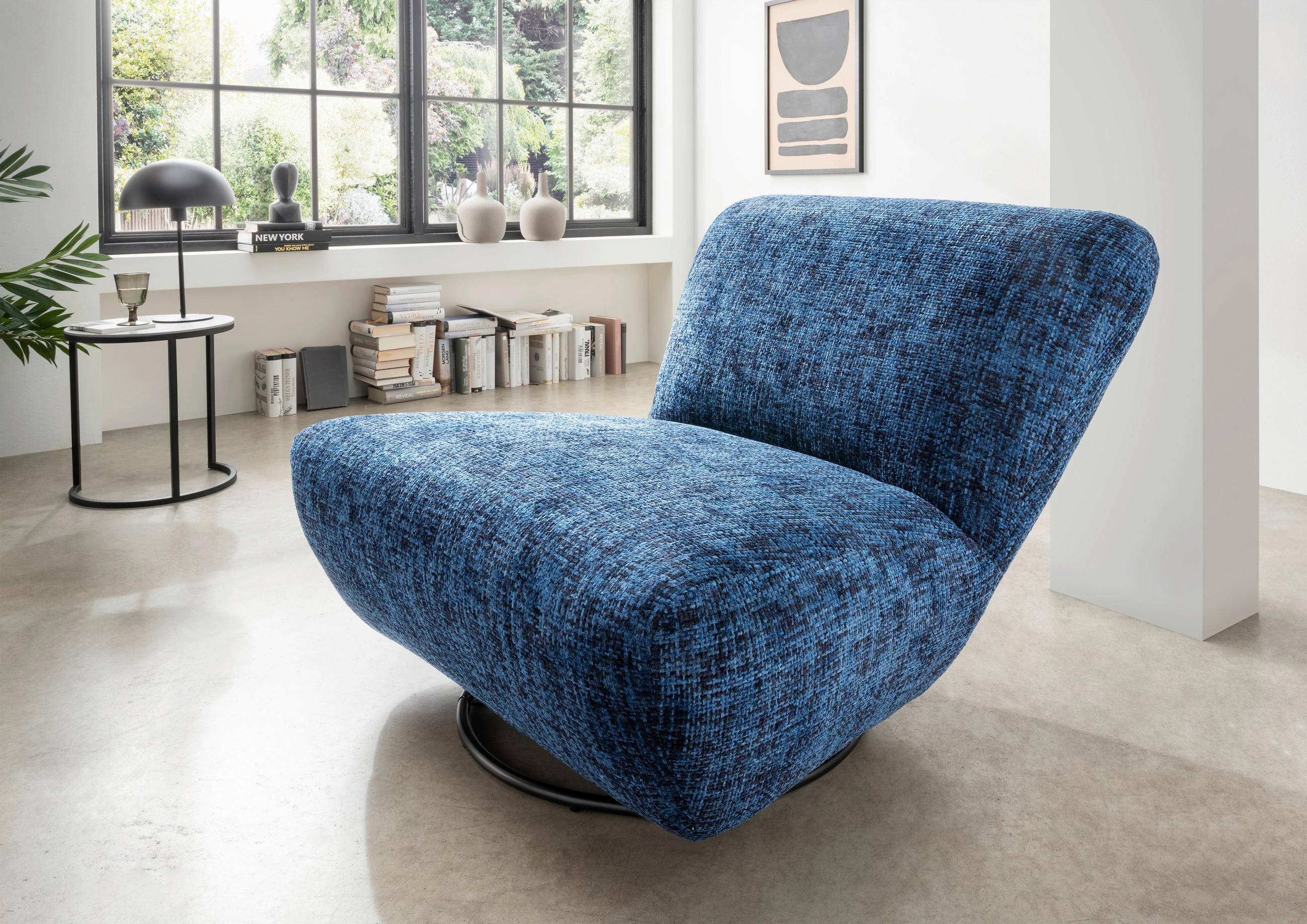 XXL-SESSEL Struktur Blau  - Blau/Schwarz, Trend, Textil/Metall (95/77/94cm) - Livetastic