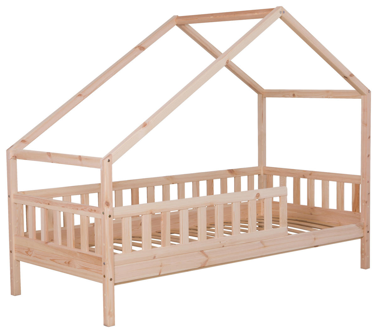 HAUSBETT Matratze, Rollrost, Absturzsicherung 140/200 cm  - Weiß/Naturfarben, MODERN, Holz/Textil (140/200cm) - MID.YOU
