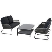 LOUNGEGARNITUR 4-teilig   145/76/73,5 cm Aluminium  - Grau, Basics, Kunststoff/Textil (145/76/73,5cm) - Siena Garden