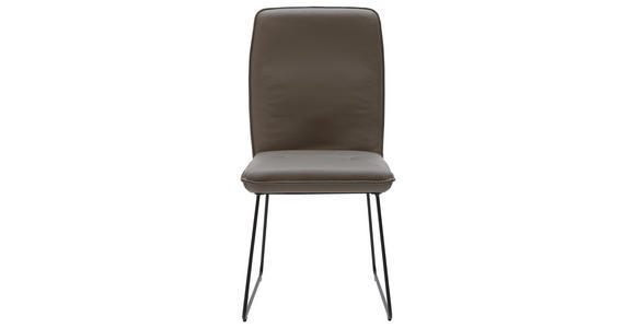STUHL in Metall, Leder Schwarz, Schlammfarben - Schlammfarben/Schwarz, Design, Leder/Metall (45/96/58cm) - Dieter Knoll