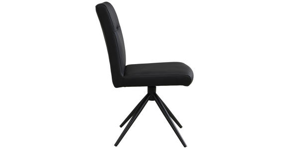 STUHL Echtleder Schwarz  - Schwarz, Trend, Leder/Metall (47/89/62cm) - Novel