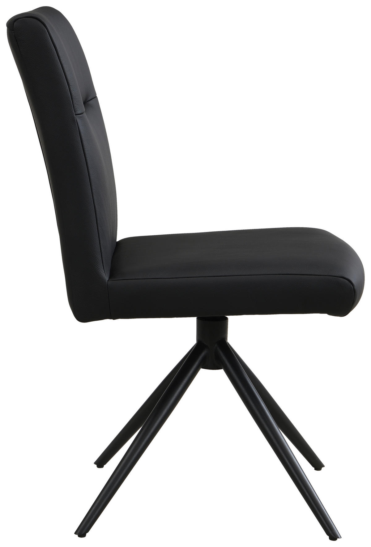 STUHL Echtleder Schwarz  - Schwarz, Trend, Leder/Metall (47/89/62cm) - Novel