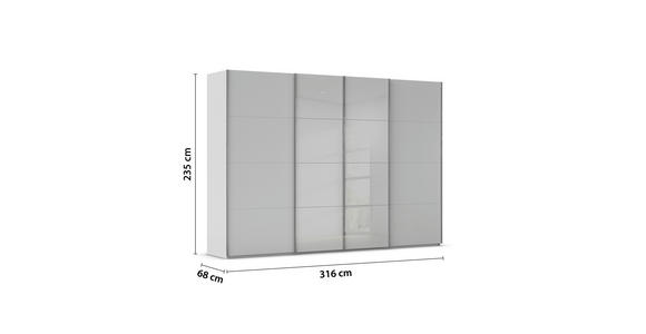 SCHWEBETÜRENSCHRANK 316/235/68 cm 4-türig Grau - Chromfarben/Grau, KONVENTIONELL, Glas/Holzwerkstoff (316/235/68cm) - Novel