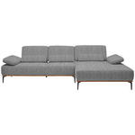 ECKSOFA in Flachgewebe Graublau  - Graublau/Schwarz, Natur, Holz/Textil (314/176cm) - Valnatura