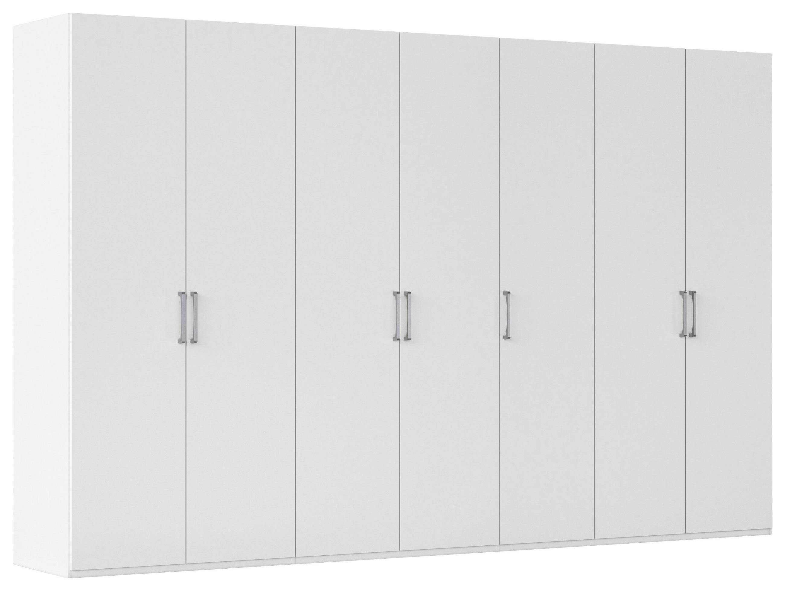 DREHTÜRENSCHRANK 350/235/61 cm,  in Weiß, 7-türig  - Edelstahlfarben/Weiß, Basics, Holzwerkstoff/Metall (350/235/61cm) - Novel