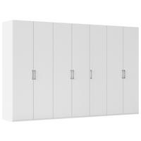DREHTÜRENSCHRANK 350/235/61 cm,  in Weiß, 7-türig  - Edelstahlfarben/Weiß, Basics, Holzwerkstoff/Metall (350/235/61cm) - Novel