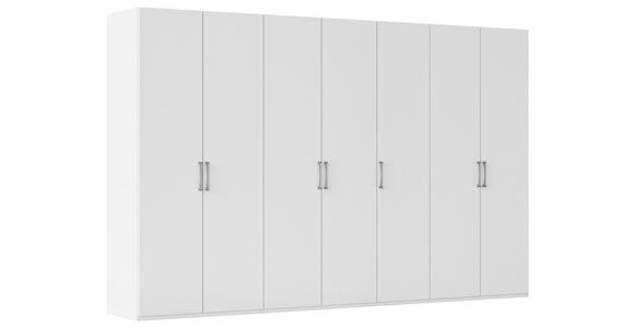 DREHTÜRENSCHRANK 350/223/61 cm,  in Weiß, 7-türig  - Edelstahlfarben/Weiß, Basics, Holzwerkstoff/Metall (350/223/61cm) - Novel