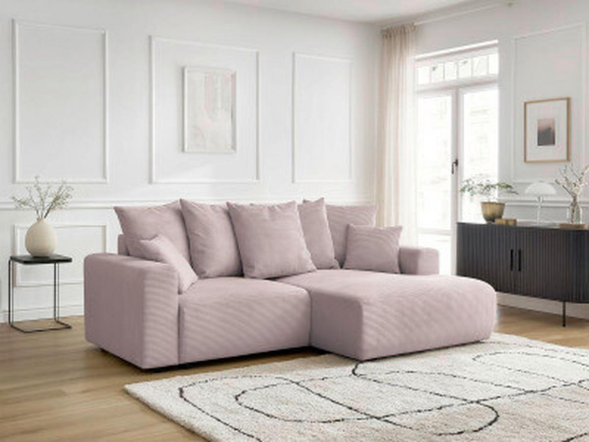 ECKSOFA Ottomane rechts  ATILLA Lila Cord  - Lila/Schwarz, MODERN, Kunststoff/Textil (244/149cm)