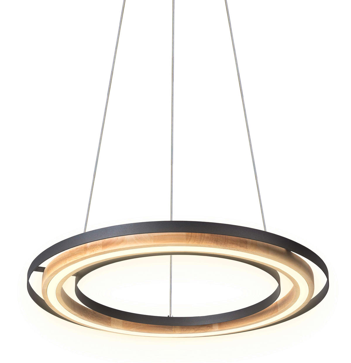LED-HÄNGELEUCHTE 56,5/150 cm  - Eichefarben/Schwarz, Design, Holz/Metall (56,5/150cm) - Globo