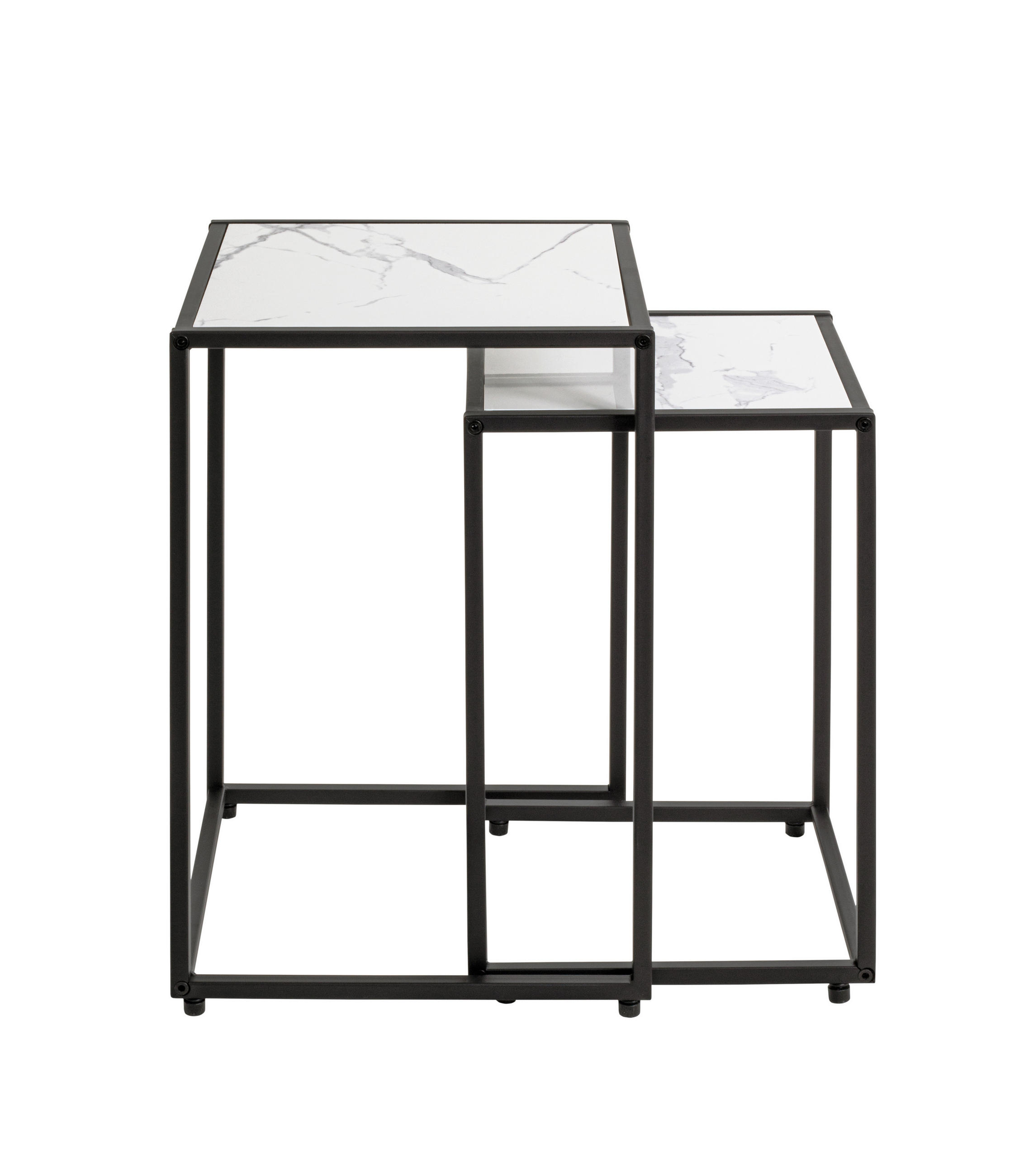 BEISTELLTISCHSET quadratisch Schwarz, Weiß  - Schwarz/Weiß, Trend, Holzwerkstoff/Metall (28/33/28/33/43/50cm)