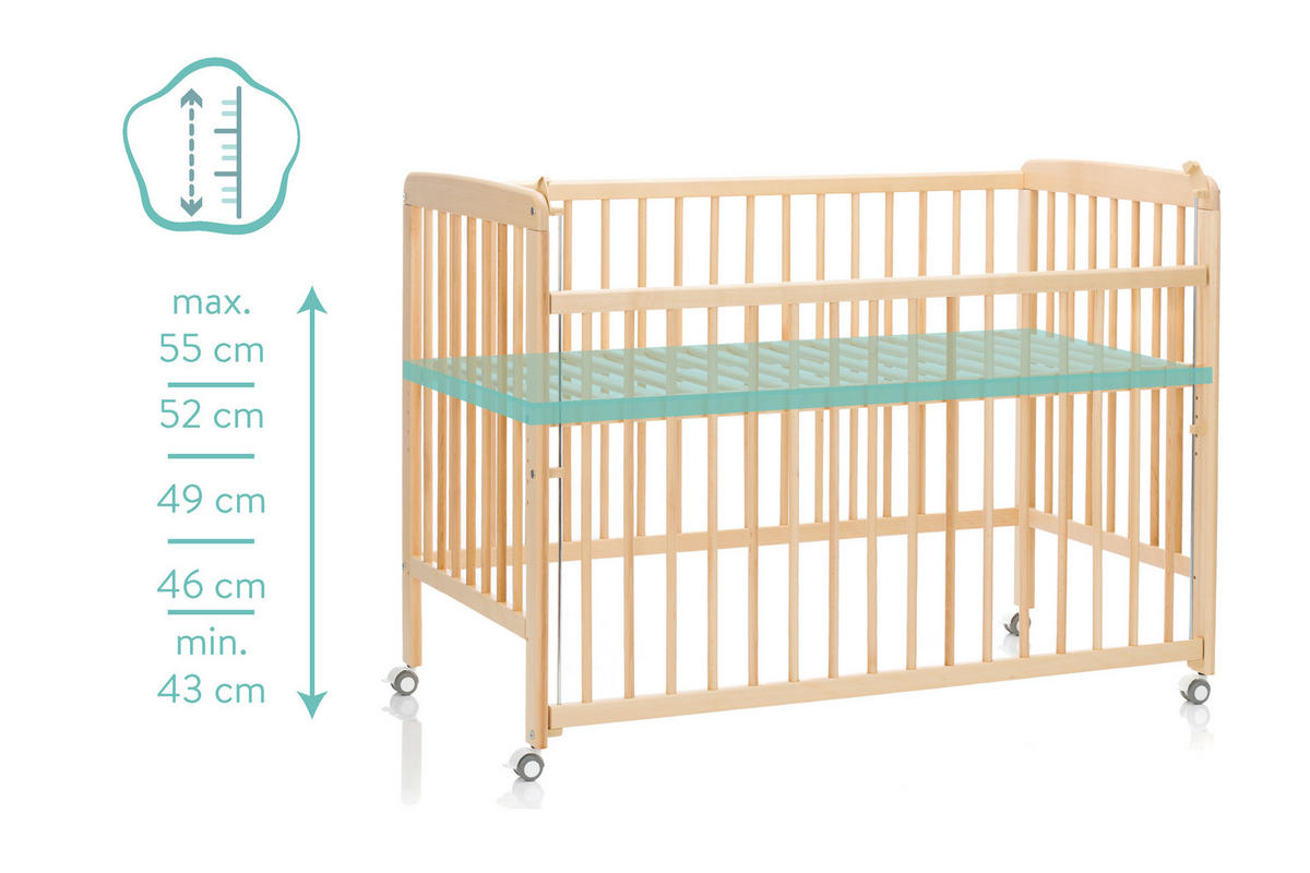 BEISTELLBETT Nena  125/63/91 cm  - Naturfarben, Basics, Holz (125/63/91cm) - Fillikid