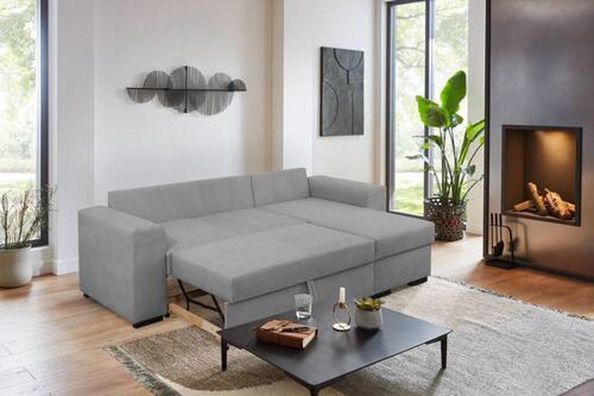 ROHOVÁ SEDACIA SÚPRAVA, textil, svetlosivá - čierna/svetlosivá, Konventionell, textil/plast (243/155cm) - Carryhome