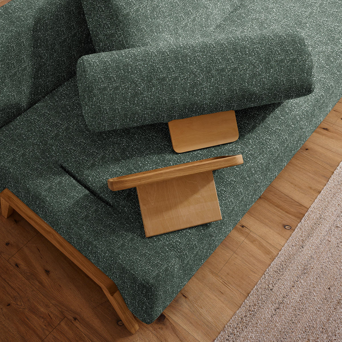 SCHLAFSOFA in Holz, Textil Grün  - Naturfarben/Grün, Design, Holz/Textil (211/88/102cm) - Niels Andersson