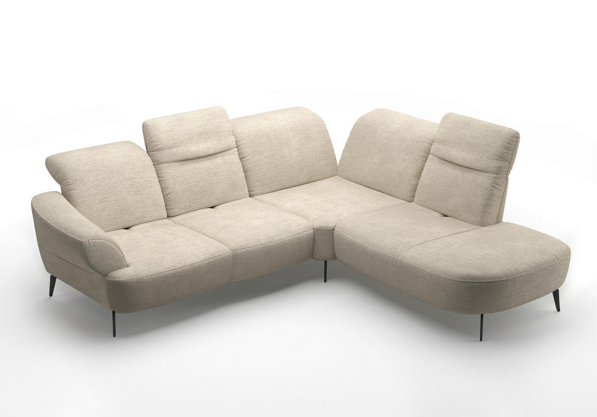 ECKSOFA in Chenille Sandfarben  302/270 cm  - Sandfarben/Schwarz, MODERN, Textil/Metall (302/270cm) - Sit & More