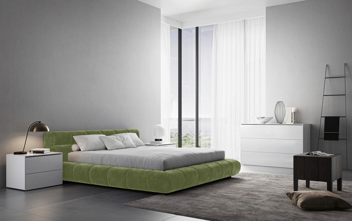 POLSTERBETT 200/200 cm,  in Grasgrün,  - Schwarz/Grasgrün, Design, Textil/Metall (200/200cm) - Belluti