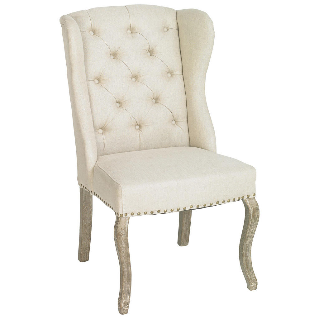 Ohrensessel In Holz, Textil Beige, Eichefarben Ohrensessel In Holz, Textil Beige, Eichefarben