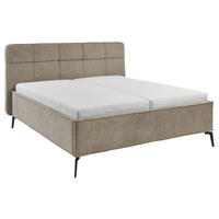 POLSTERBETT 180/200 cm,  in Creme, Bettkasten, motorische Verstellbarkeit, Fernbedienung, Lattenroste, Matratzen, H2 + H3 = mittel + fest  - Creme/Schwarz, KONVENTIONELL, Holz/Textil (180/200cm) - Musterring