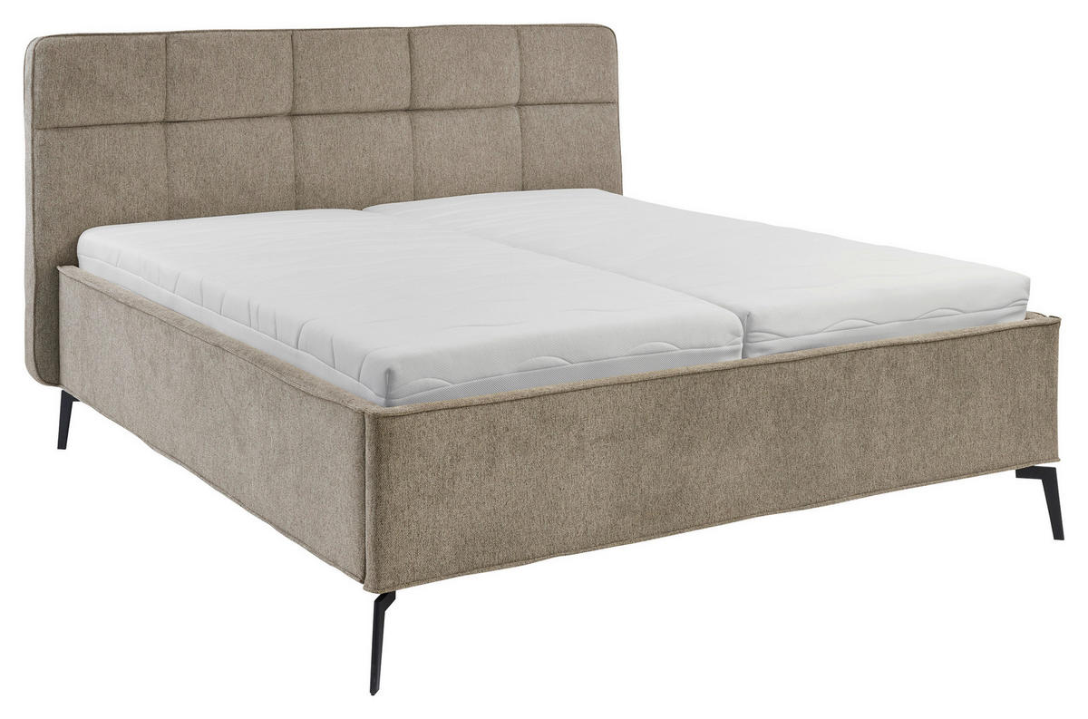POLSTERBETT 180/200 cm,  in Creme, Bettkasten, motorische Verstellbarkeit, Fernbedienung, Lattenroste, Matratzen, H2 + H3 = mittel + fest  - Creme/Schwarz, KONVENTIONELL, Holz/Textil (180/200cm) - Musterring