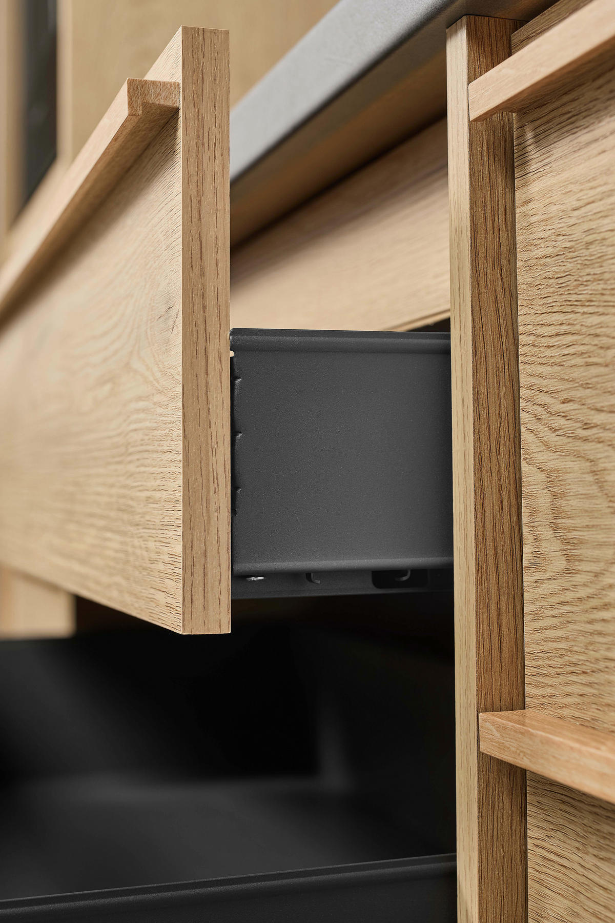 KÜCHENLEERBLOCK 264 cm   in Eichefarben  - Eichefarben/Anthrazit, Trend, Holzwerkstoff/Kunststoff (264cm) - P & B