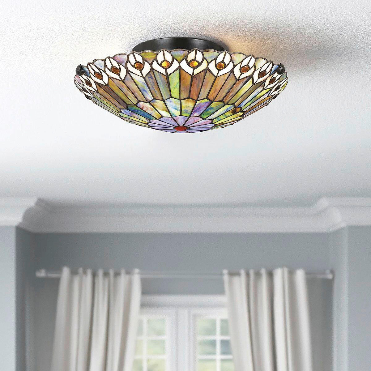 DECKENLEUCHTE  13,5/42,0 cm    - Dunkelbraun/Multicolor, Konventionell, Glas/Metall (13,5/42,0cm) - Elstead Lighting