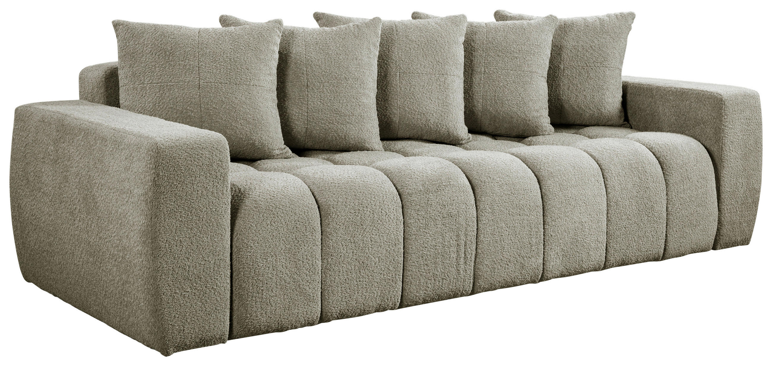 SCHLAFSOFA  mit Liegefunktion, Schlafen auf Sitzhöhe Struktur, Bouclé Taupe  - Taupe/Schwarz, Basics, Kunststoff/Textil (250/86/140cm) - Livetastic