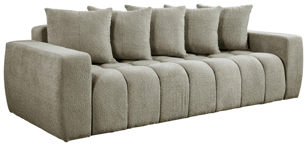 SCHLAFSOFA  mit Liegefunktion, Schlafen auf Sitzhöhe Struktur, Bouclé Taupe  - Taupe/Schwarz, Basics, Kunststoff/Textil (250/86/140cm) - Livetastic