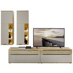 WOHNWAND  in Grau, Eichefarben  270/215/45 cm  - Eichefarben/Schwarz, KONVENTIONELL, Glas/Holzwerkstoff (270/215/45cm) - Venda