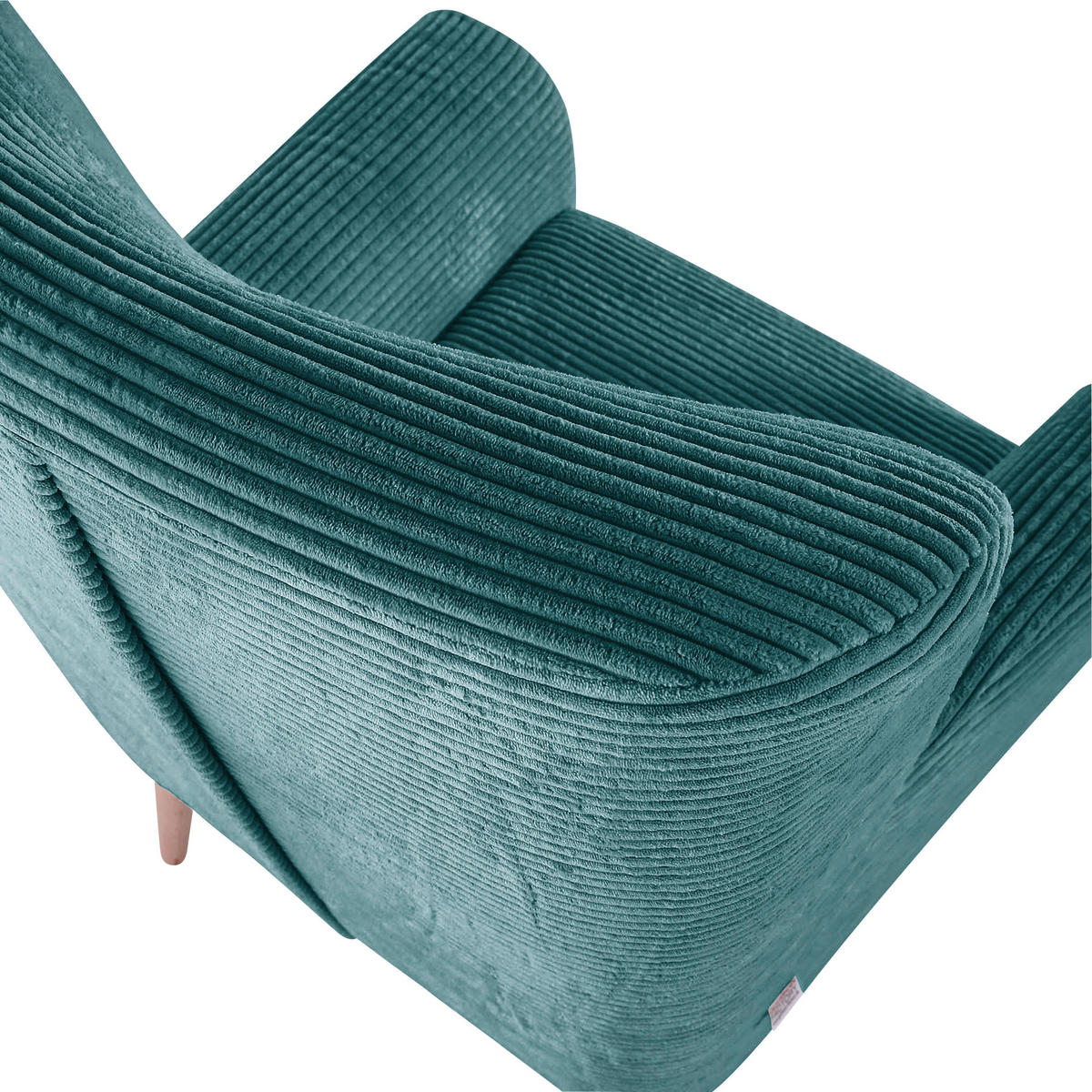 SESSEL in Cord Petrol  - Petrol/Naturfarben, Trend, Holz/Textil (77/80/93cm)