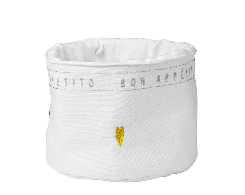 BROTKORB 17/12 cm  - Weiss/Goldfarben, Basics, Textil (17/12cm) - Räder