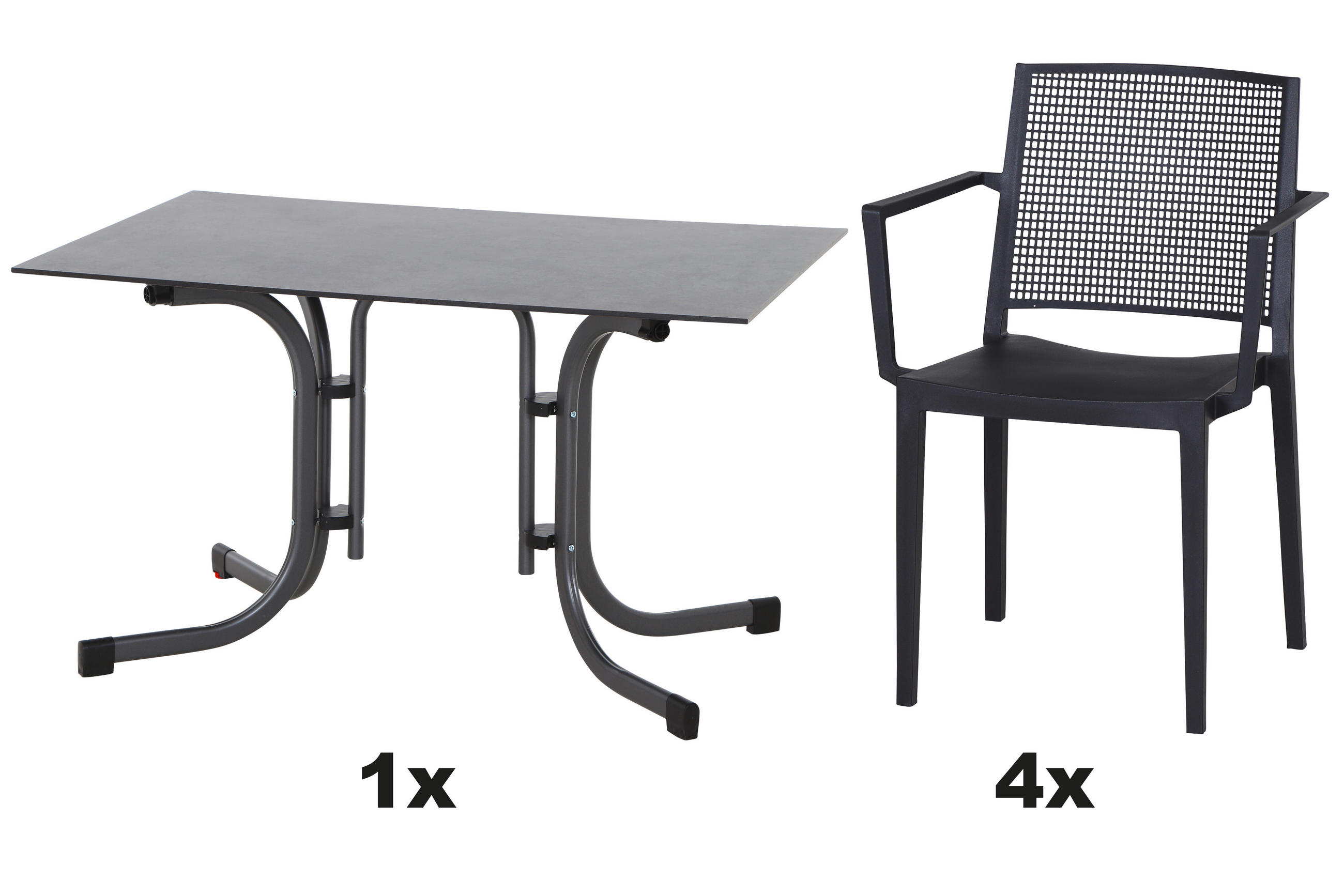 GARTENGARNITUR 5-teilig  - Anthrazit, Basics, Holzwerkstoff/Kunststoff (80/80/120cm) - Siena Garden