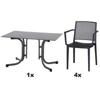 GARTENGARNITUR 5-teilig  - Anthrazit, Basics, Holzwerkstoff/Kunststoff (80/80/120cm) - Siena Garden