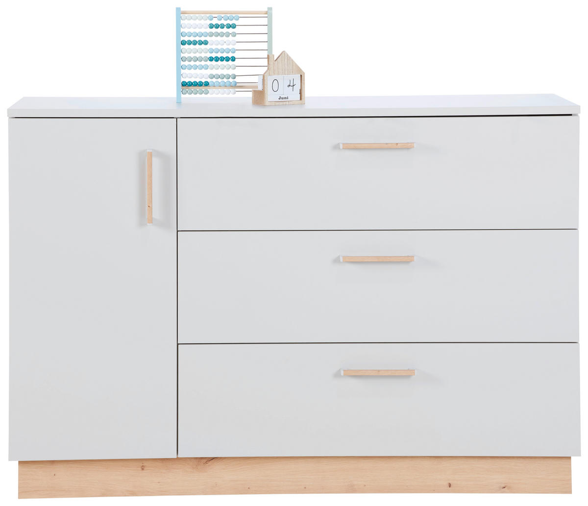 KOMODA ZA PRESVLAČENJE  Leo  - siva/boja hrasta, Trendi, pločasti materijal/plastika (133/101/77cm) - Jimmylee