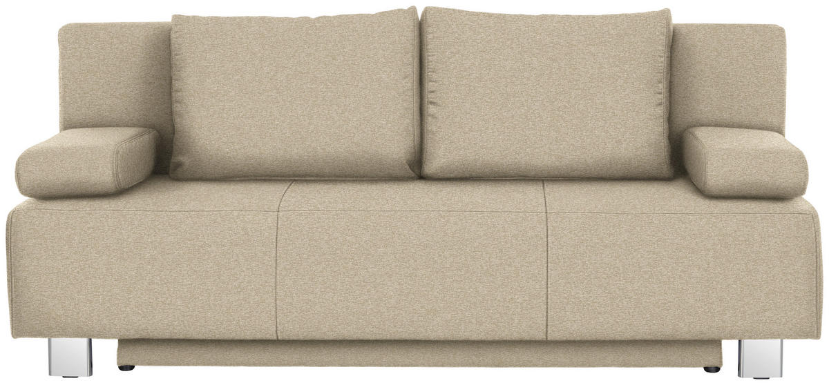 SCHLAFSOFA in Webstoff Beige  - Chromfarben/Beige, Design, Textil/Metall (197/88/89cm) - Xora