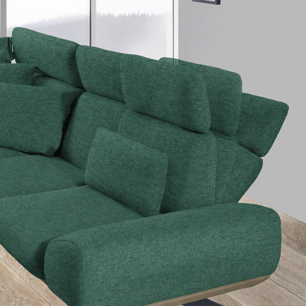 ECKSOFA Chenille, Flachgewebe Grün  - Schwarz/Grün, Design, Textil/Metall (239/270cm) - Koinor