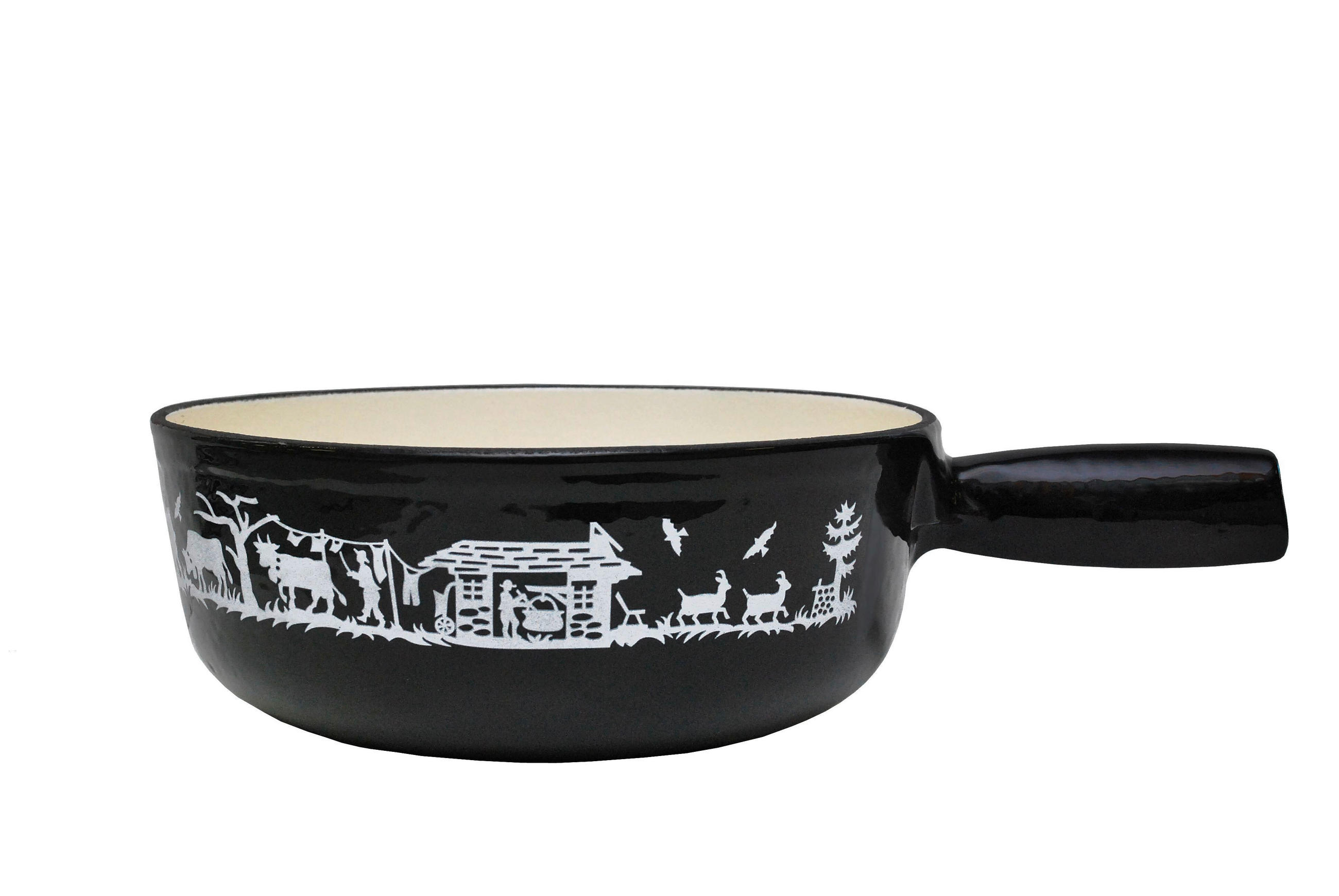 FONDUEPFANNE Heidi Cheese Line: Alpen  - Weiss/Schwarz, Basics, Metall (21cm) - Heidi Cheese Line