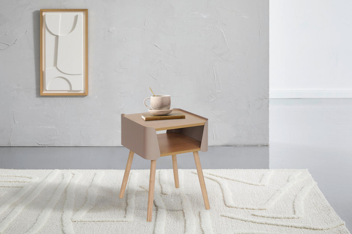 SÄNGBORD i massiv furu naturfärgad, beige  - beige/naturfärgad, Design, metall/trämaterial (40/54,5/39cm) - Xora
