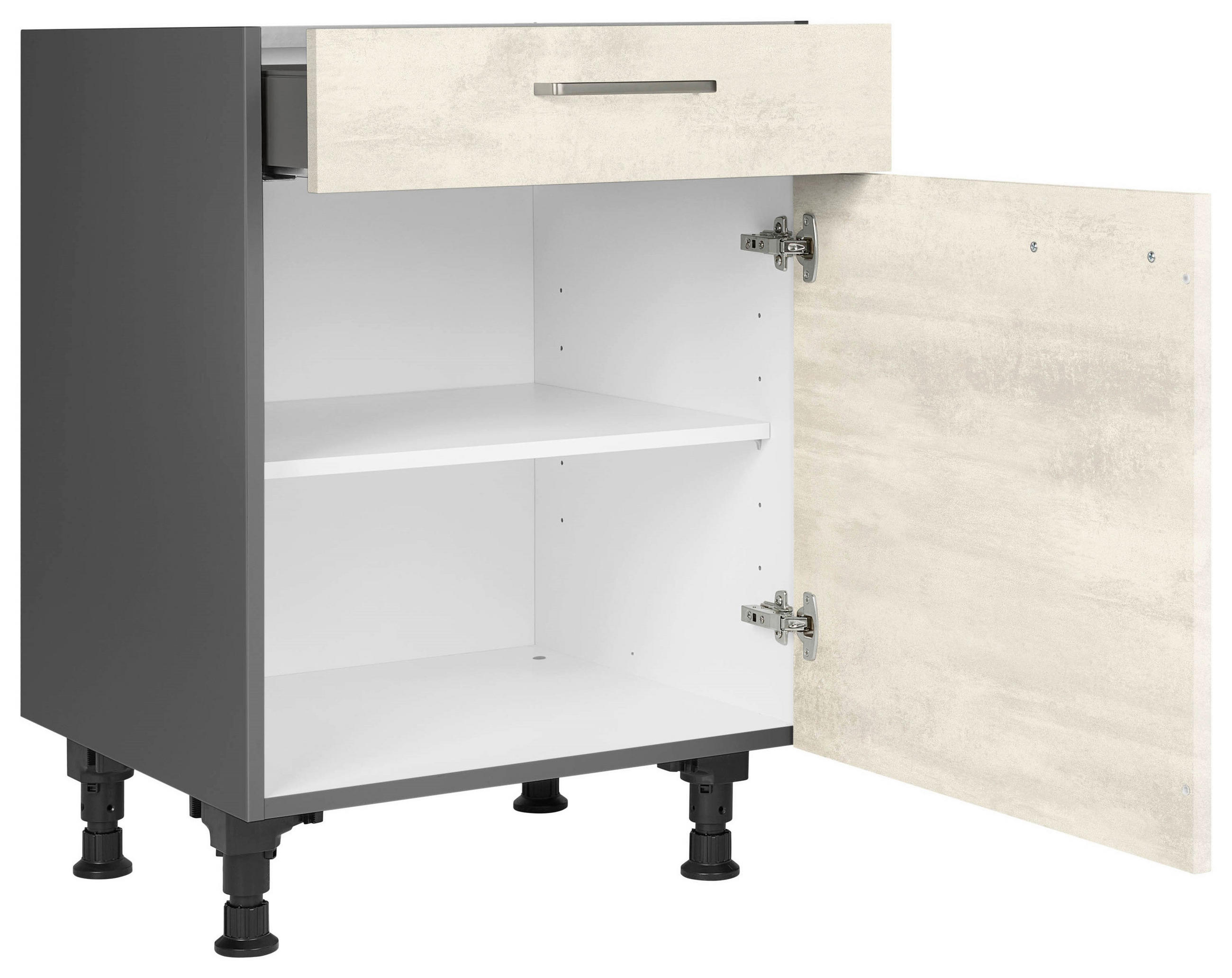 SCHUBKASTENUNTERSCHRANK 60/87/56 cm  in Weiß  - Schieferfarben/Edelstahlfarben, MODERN, Holzwerkstoff/Metall (60/87/56cm) - Nobilia