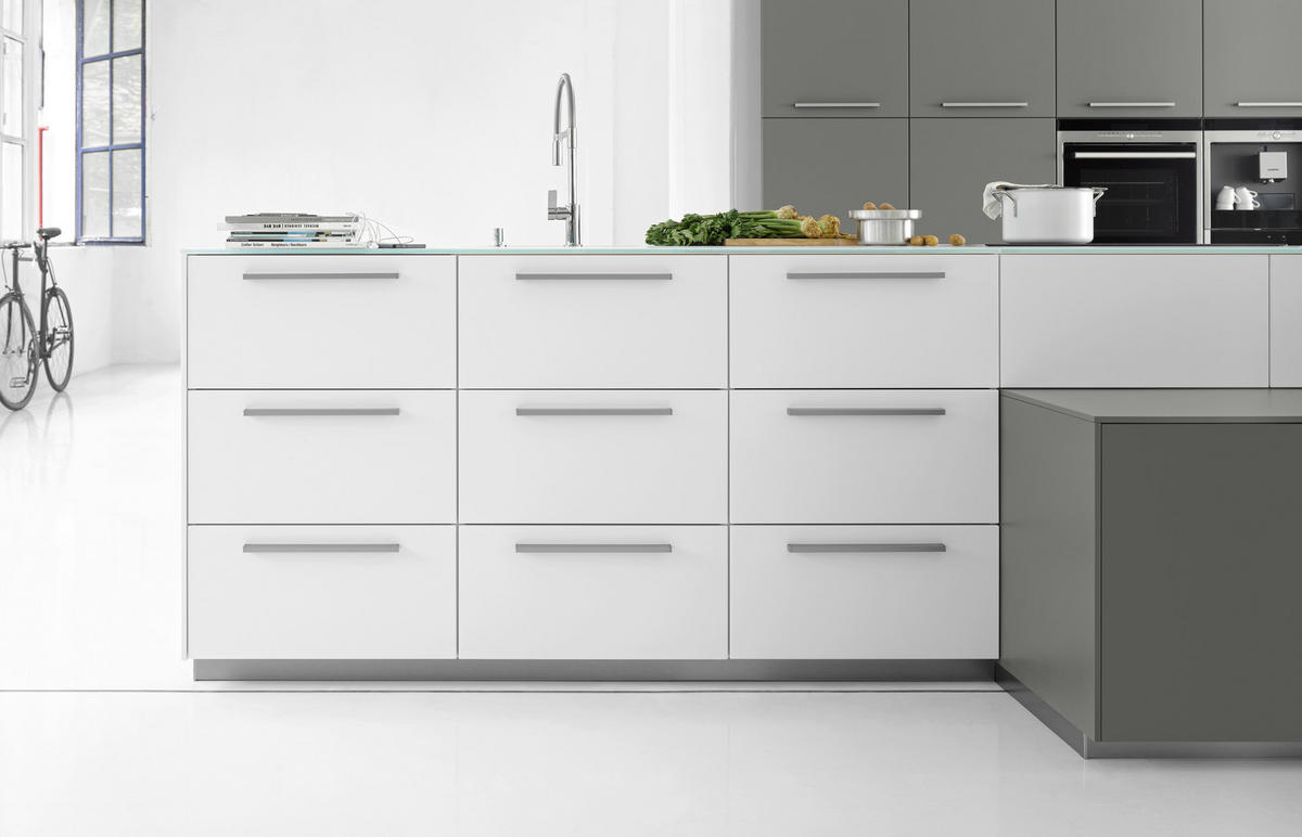 EINBAUKÜCHE   - Weiß/Grau, Design, Holzwerkstoff - Dieter Knoll