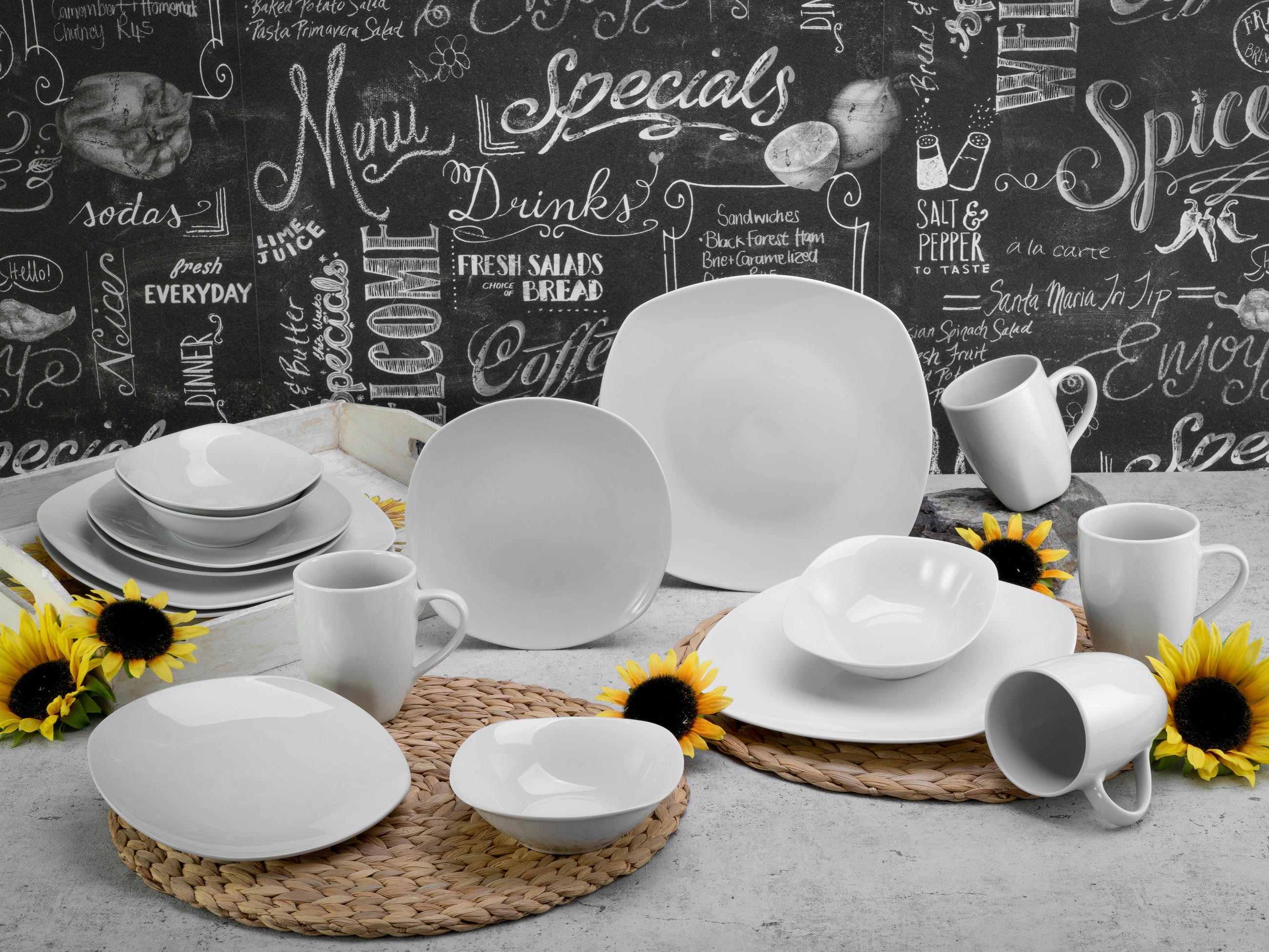 KOMBINOVANÝ SERVIS, 16-dielne, porcelán - biela, Basics, keramika - Creatable