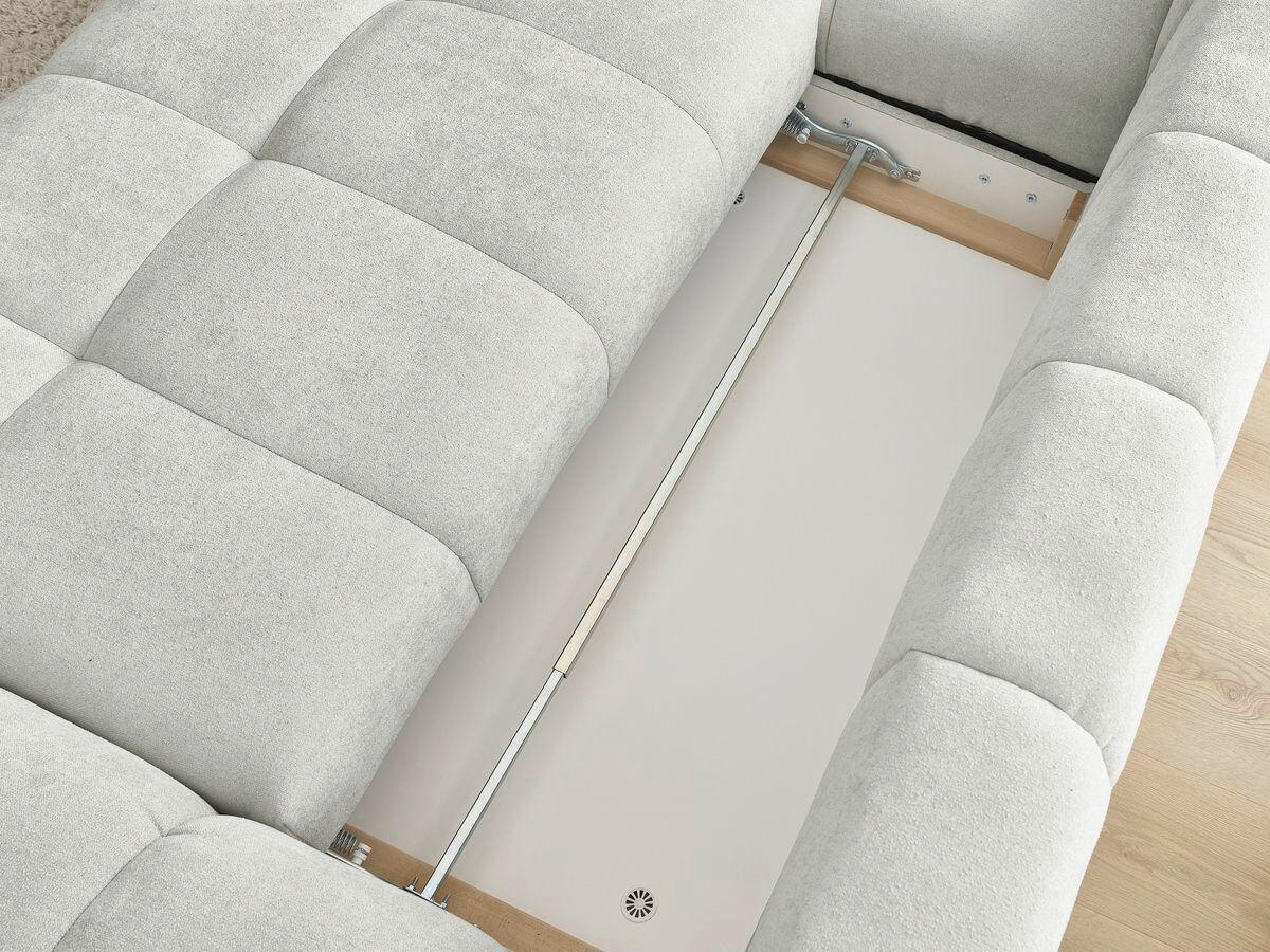 ECKSCHLAFSOFA EVEREST  mit Rücken echt, Armteil links, Armteil rechts Struktur Hellgrau  - Hellgrau/Schwarz, MODERN, Kunststoff/Textil (180/318cm) - Livetastic