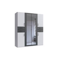 DREHTÜRENSCHRANK 180/208/58 cm,  in Graphitfarben, Weiß, 6 Tür(en)  - Schwarz/Graphitfarben, Basics, Glas/Holzwerkstoff (180/208/58cm) - P & B